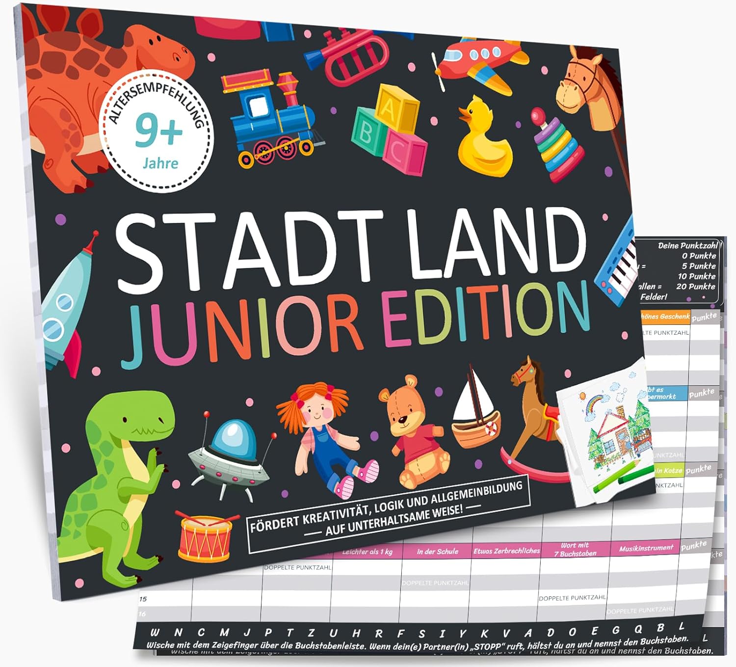Detalle de Stadt Land Junior Edition PATRICHOR – Activity-Kartenspiel für Stadt & Land als Junior-Partyspiel