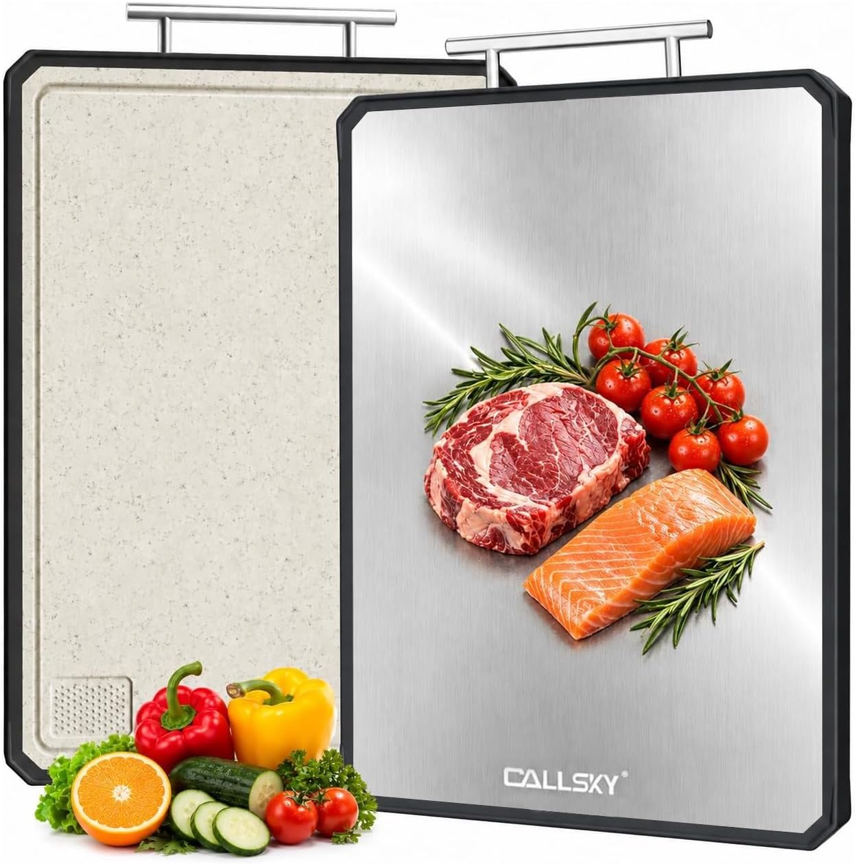 Detalle de Titanium Cutting Board 16.3×11” — Double‑Sided 🍽