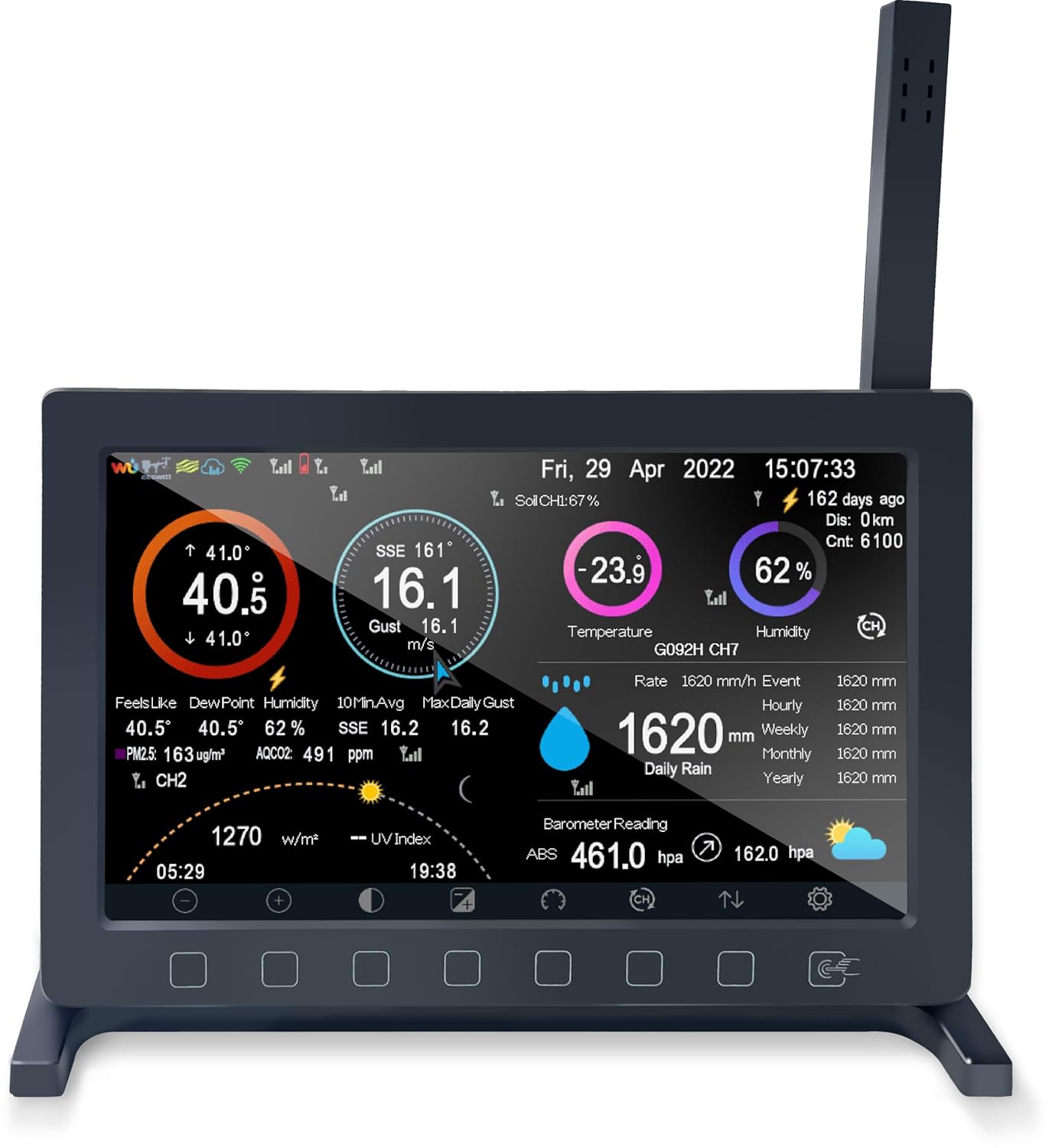 Thumbnail 3 de ECOWITT Wittboy Weather Station HP2564 (7-in-1) with Wireless Outdoor Sensors, 7-inch TFT touch screen, 868 MHz