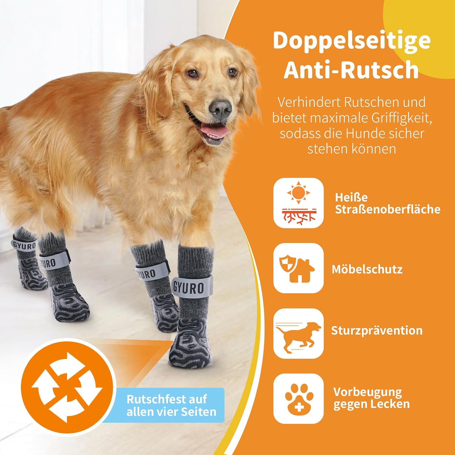 Thumbnail 1 de GYURO 2 Paar Hundesocken rutschfest, Grau, XS