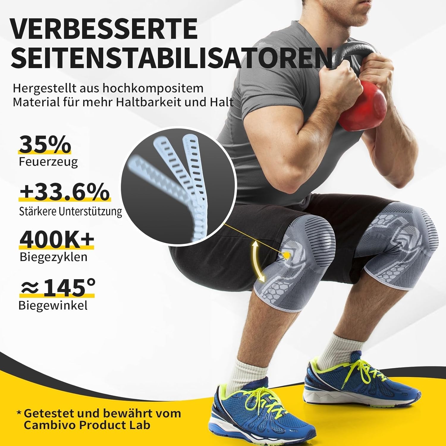 Thumbnail 3 de CAMBIVO Kniebandage Männer & Damen 2 Stück – Komprimierte Kniebandage mit Gel-Pads, 360° Schutz