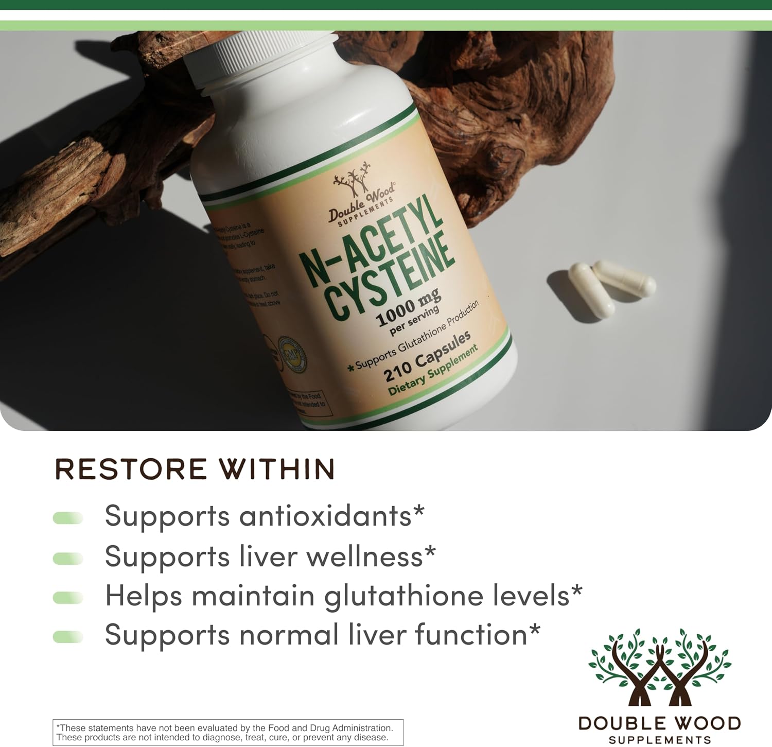 Detalle de Double Wood NAC Supplement, 210 Capsules