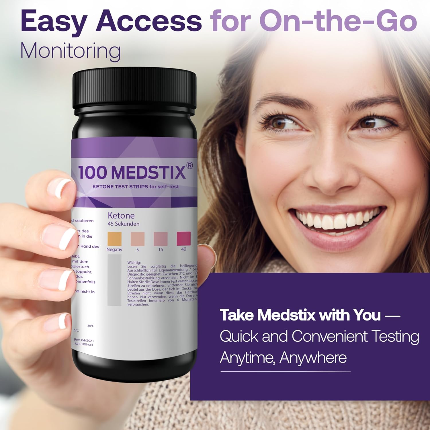 Detalle 1 de MedStix mv-ks1-100 ketoseteststrips voor urine, 100 stuks