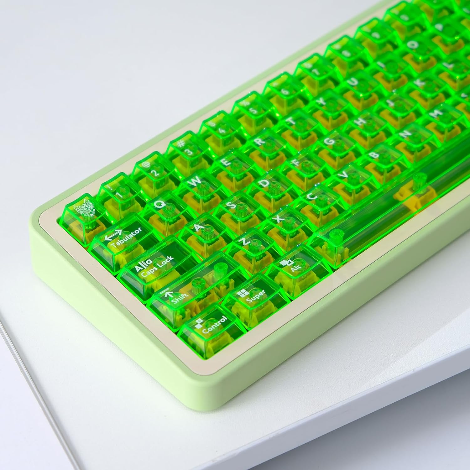 Detalle de Transparente 114er Tastenkappen-Set für Cherry MX (PC, Cherry-Profil) in Hellgrün