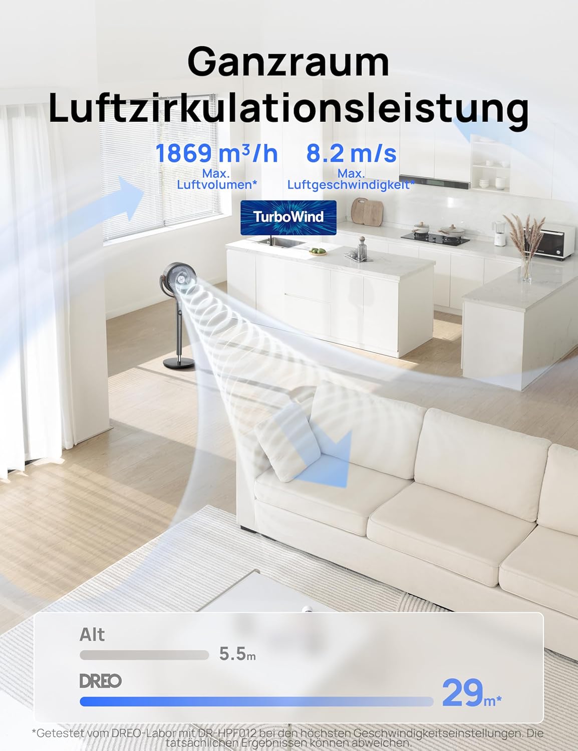 Thumbnail 2 de DREO TurboPoly 512 Standventilator: leise, leistungsstark und flexibel