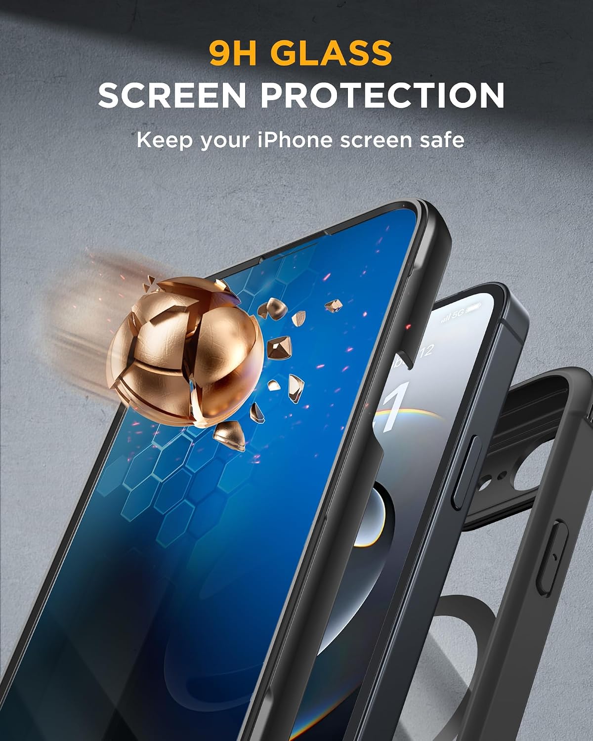 Detalle de Miracase iPhone 17e/16e Case with Built-in Privacy Screen Protector, MagSafe Ready
