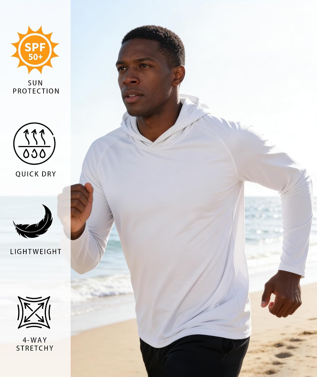 Detalle de WENTTUO 5-Pack: Men's UPF 50+ Sun Protection Hoodie Long Sleeve Shirts