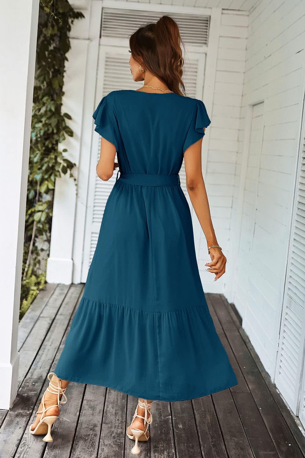 Detalle de PRETTYGARDEN Women's Chiffon Maxi Dress