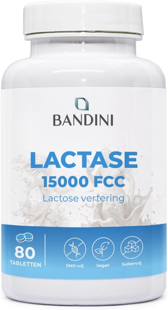 Detalle de BANDINI Lattasi lactasetabletten, 15.000 FCC, 80 stuks, langzame afgifte
