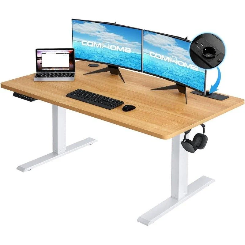 Detalle de Mesa gaming elevable GTPLAYER 160x70 cm eléctrica USB marrón