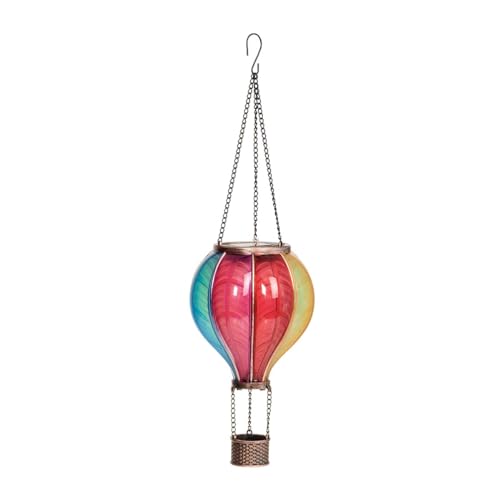 Thumbnail 8 de Festive Lights 45cm Solar Hot Air Balloon Lantern – Rainbow Stain Outdoor Hanging LED Garden Light
