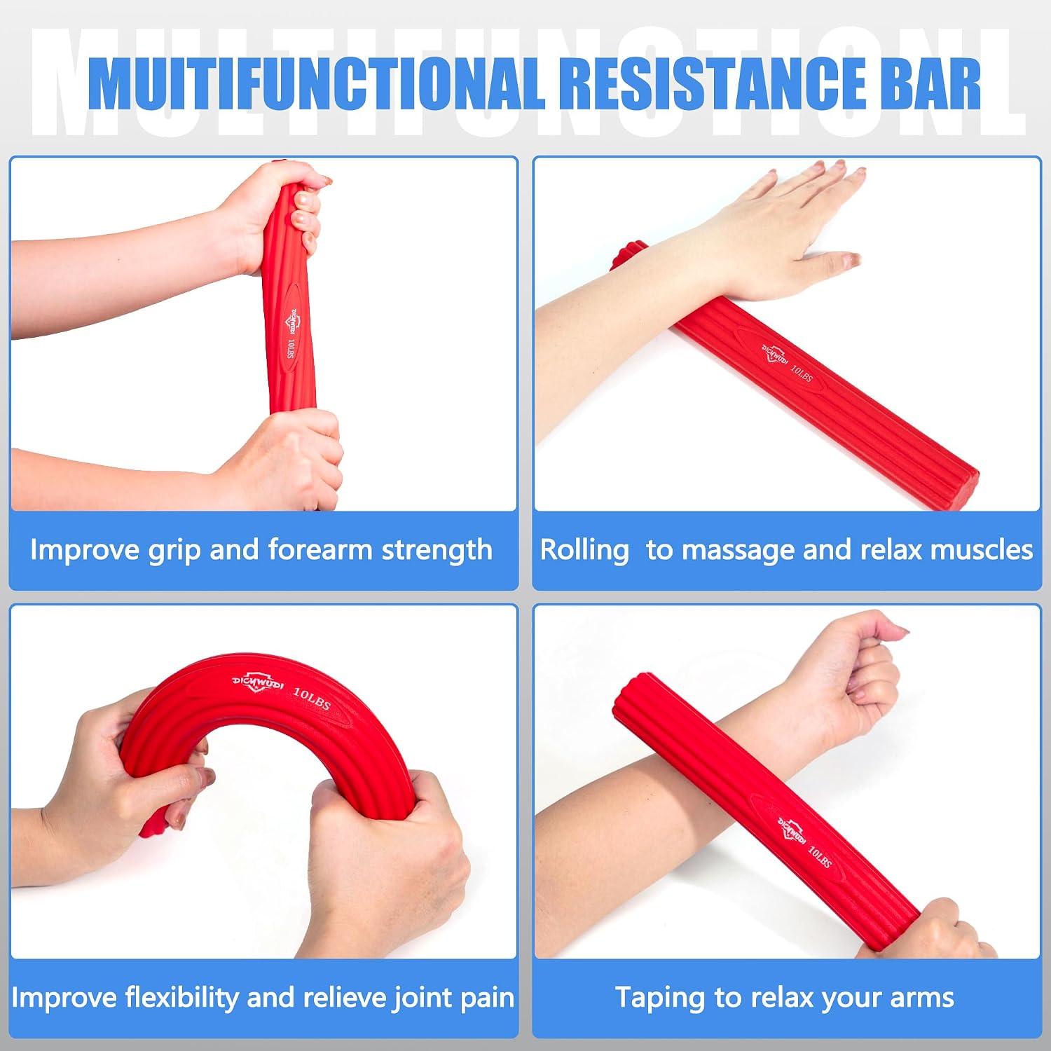 Thumbnail 3 de DICYWUDI Flex Therapy Bar Set, 3 Resistance Levels for Grip Training