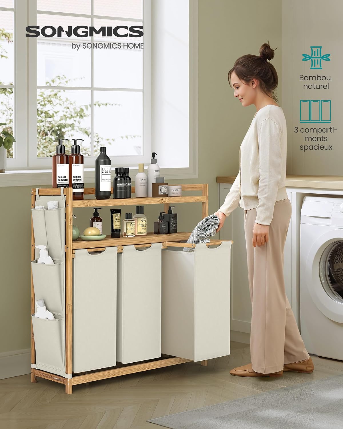 Thumbnail 1 de Songmics Panier à Linge RLH215W01 3 Compartiments