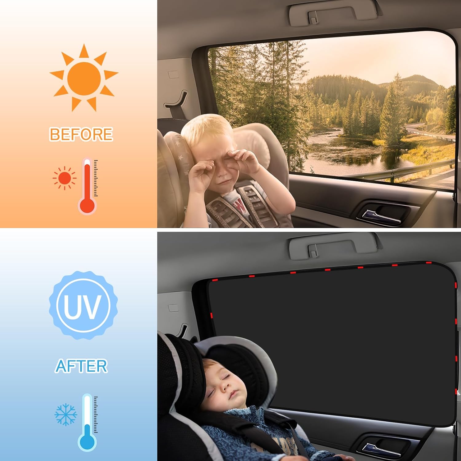 Detalle de ZATOOTO Sonnenschutz Auto Seitenscheibe – 4 Stück, magnetische Scheibenverdunkelung mit UV-Schutz