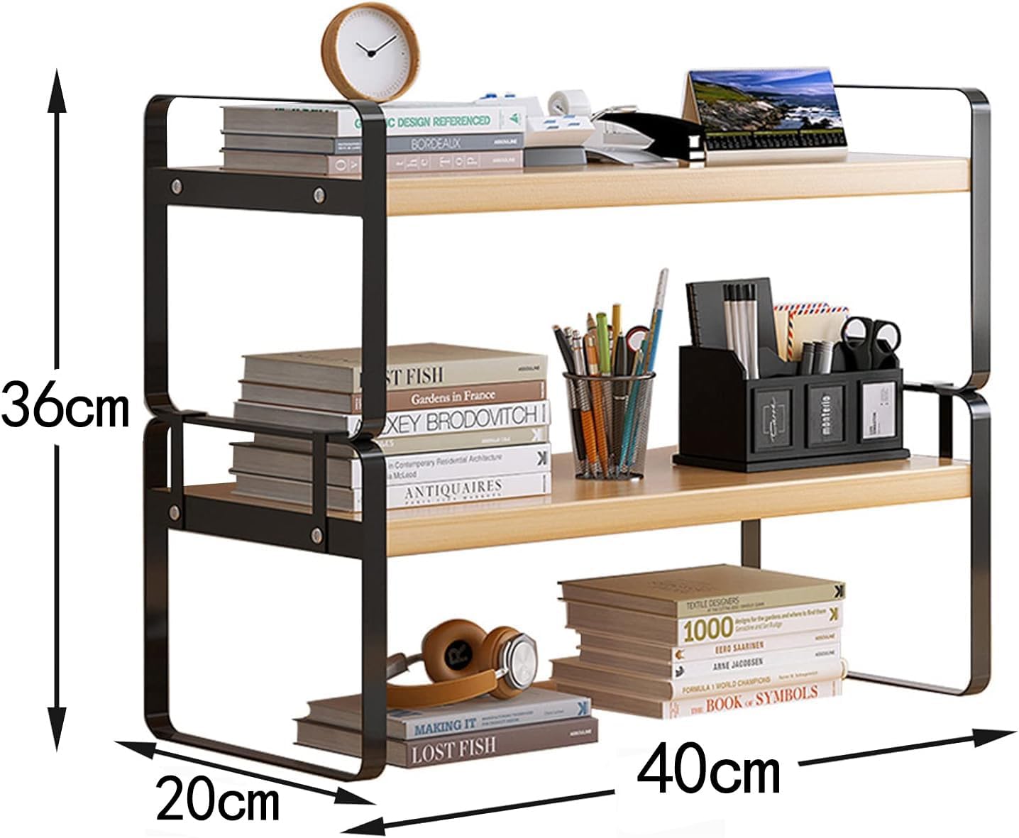 Detalle 2 de Holzschreibtischregal – Abnehmbares Regal-Set zur Organisation und Kabinendekoration