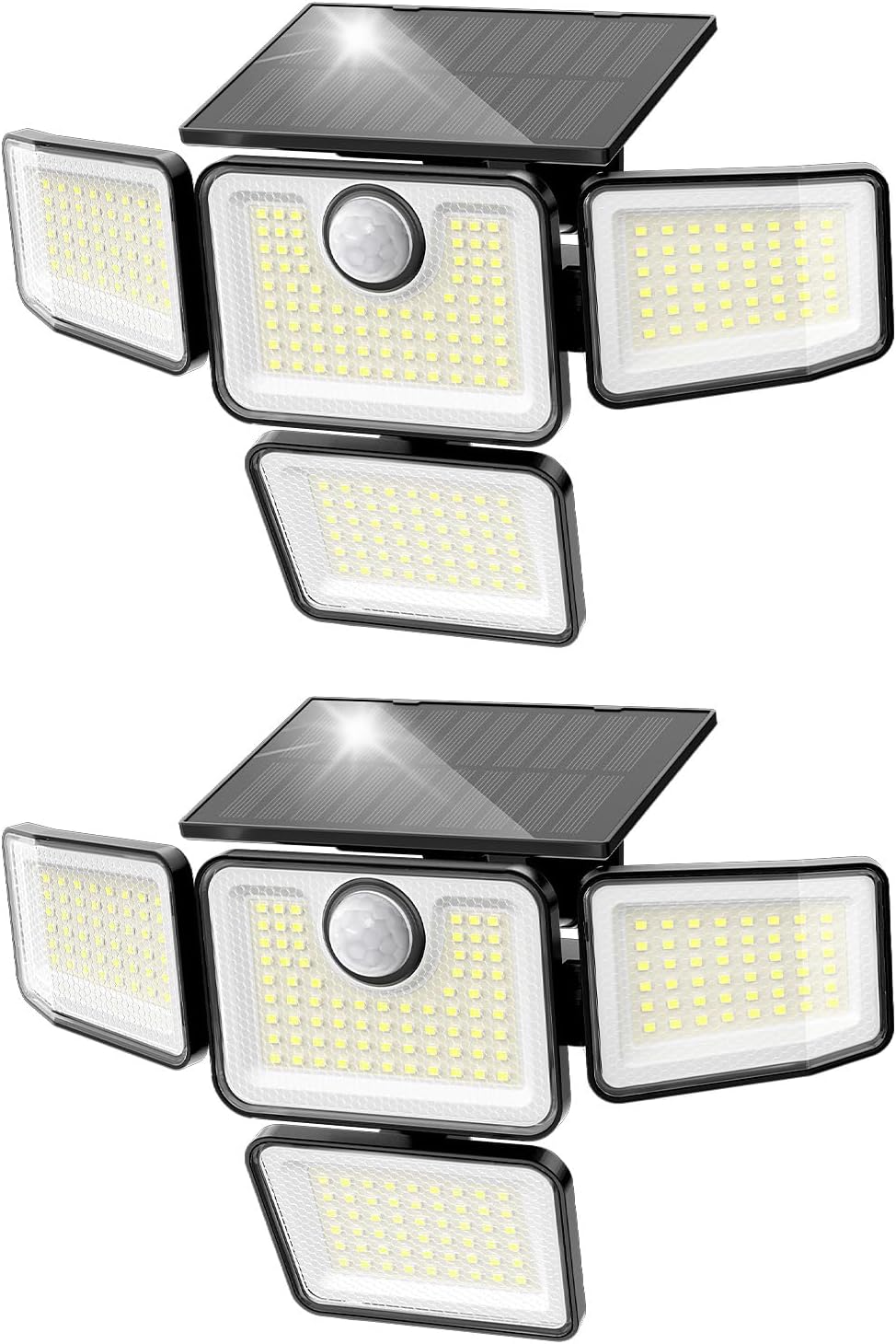 Detalle de omibee OEE214C05B Solar Flood Lights, 2-Pack, 4 Adjustable Heads, 3000 Lumens