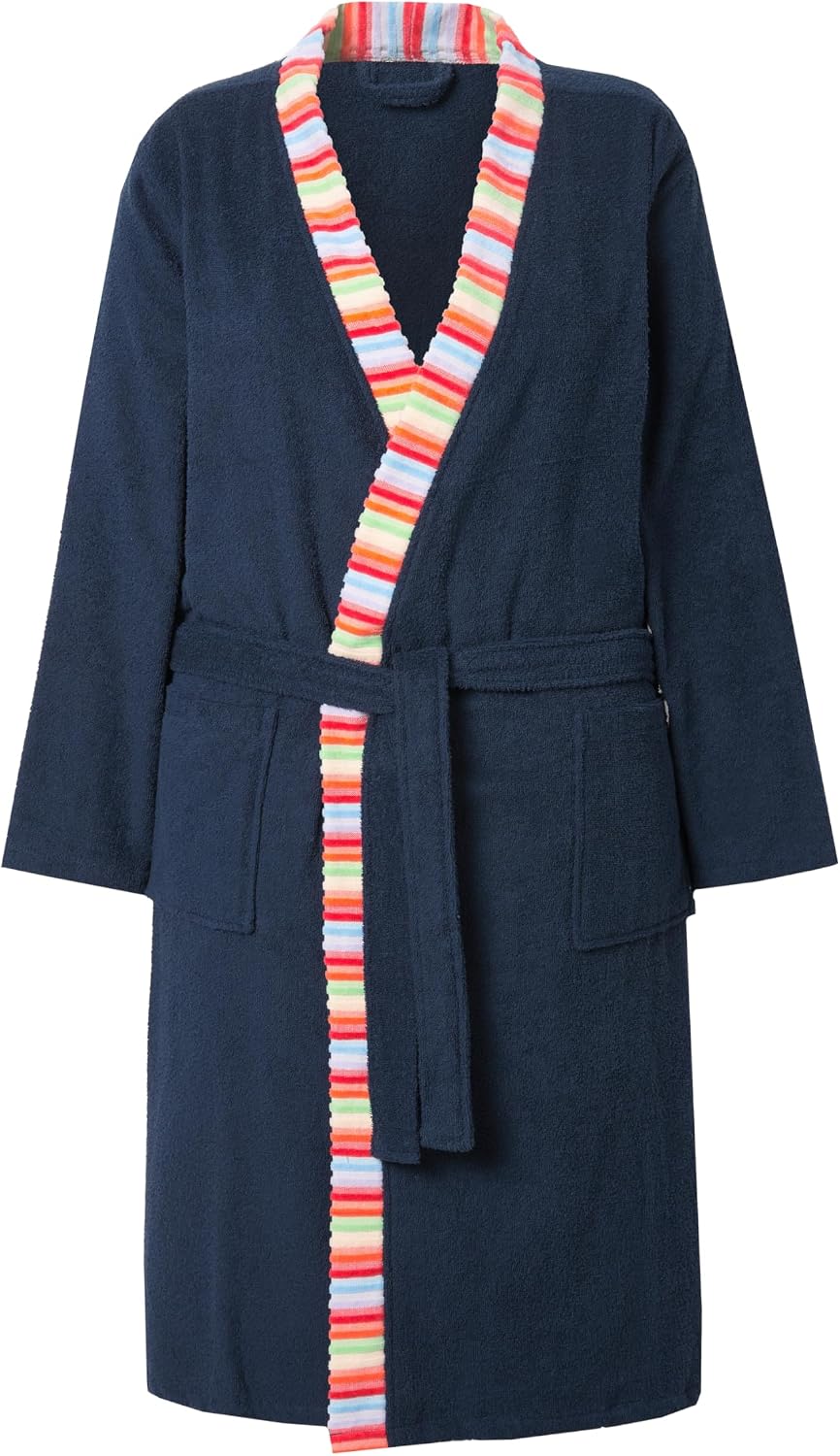 Detalle de Ulla Popken Bathrobe à bord décoratif pour femme – motif végétal et encolure en V arrondie