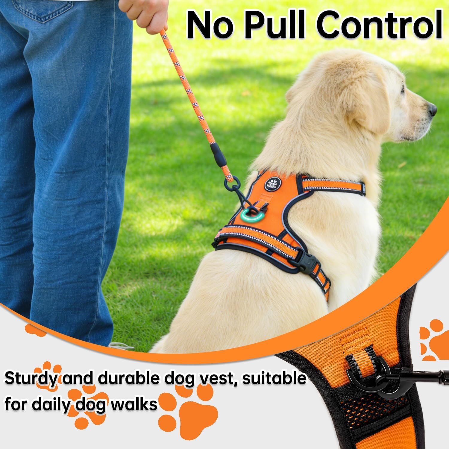 Thumbnail 6 de NESTROAD Large Dog Vest Harness No Pull Adjustable Harness with Accessories (XL, Orange)