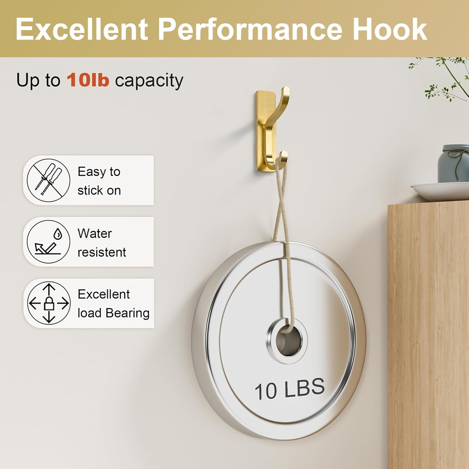 Detalle 2 de pickpiff Adhesive Wall Coat Hooks 4-Pack for Jackets