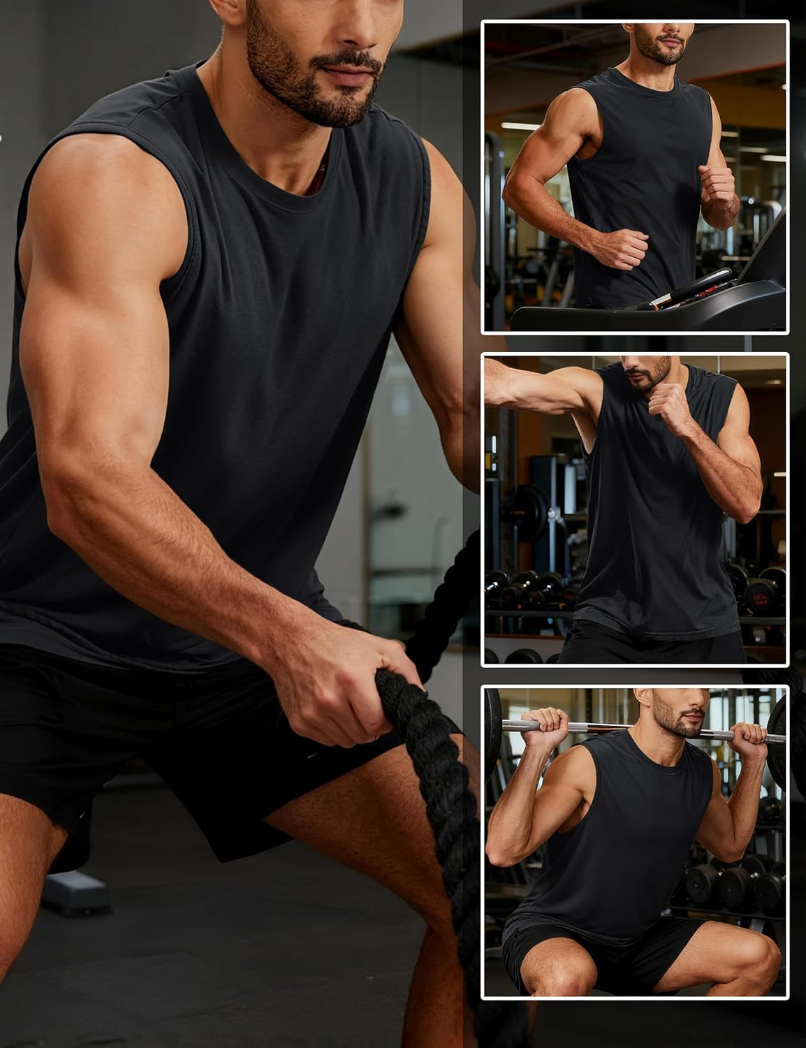 Thumbnail 5 de TACVASEN Men's Vests UPF 50+ Cotton Workout Tank Top