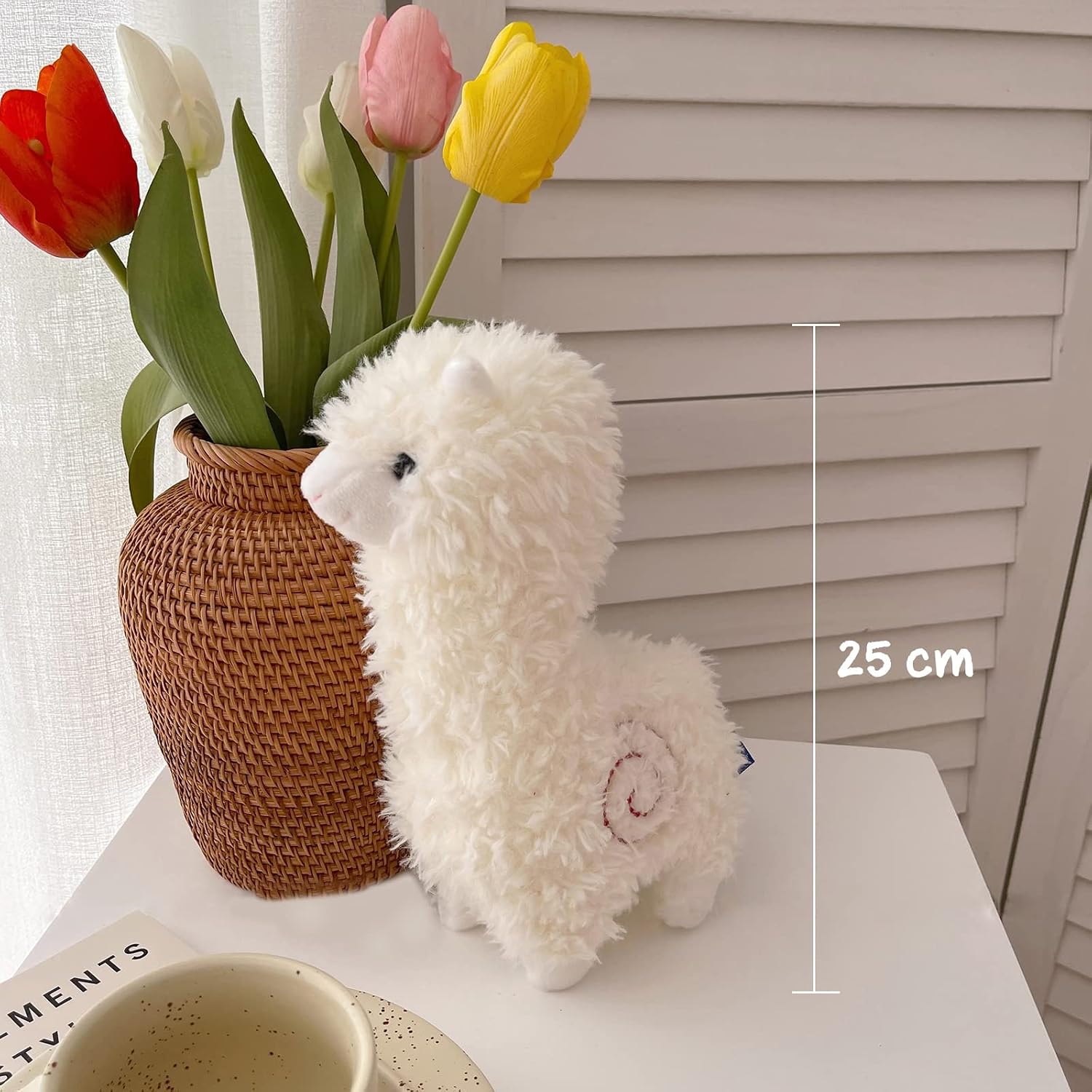Thumbnail 1 de Celawork Alpaka Kuscheltier – Stand-Alpaka, 25 cm, Weiß
