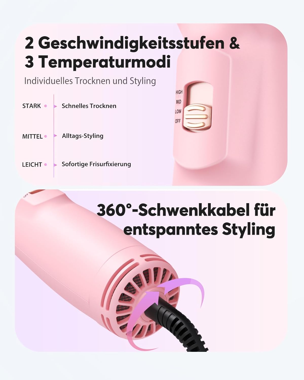 Thumbnail 6 de Bopcal Mini Warmluftbürste 4-in-1 – Ionen Föhnbürste mit Dualspannung für Volumen & glatte Haare