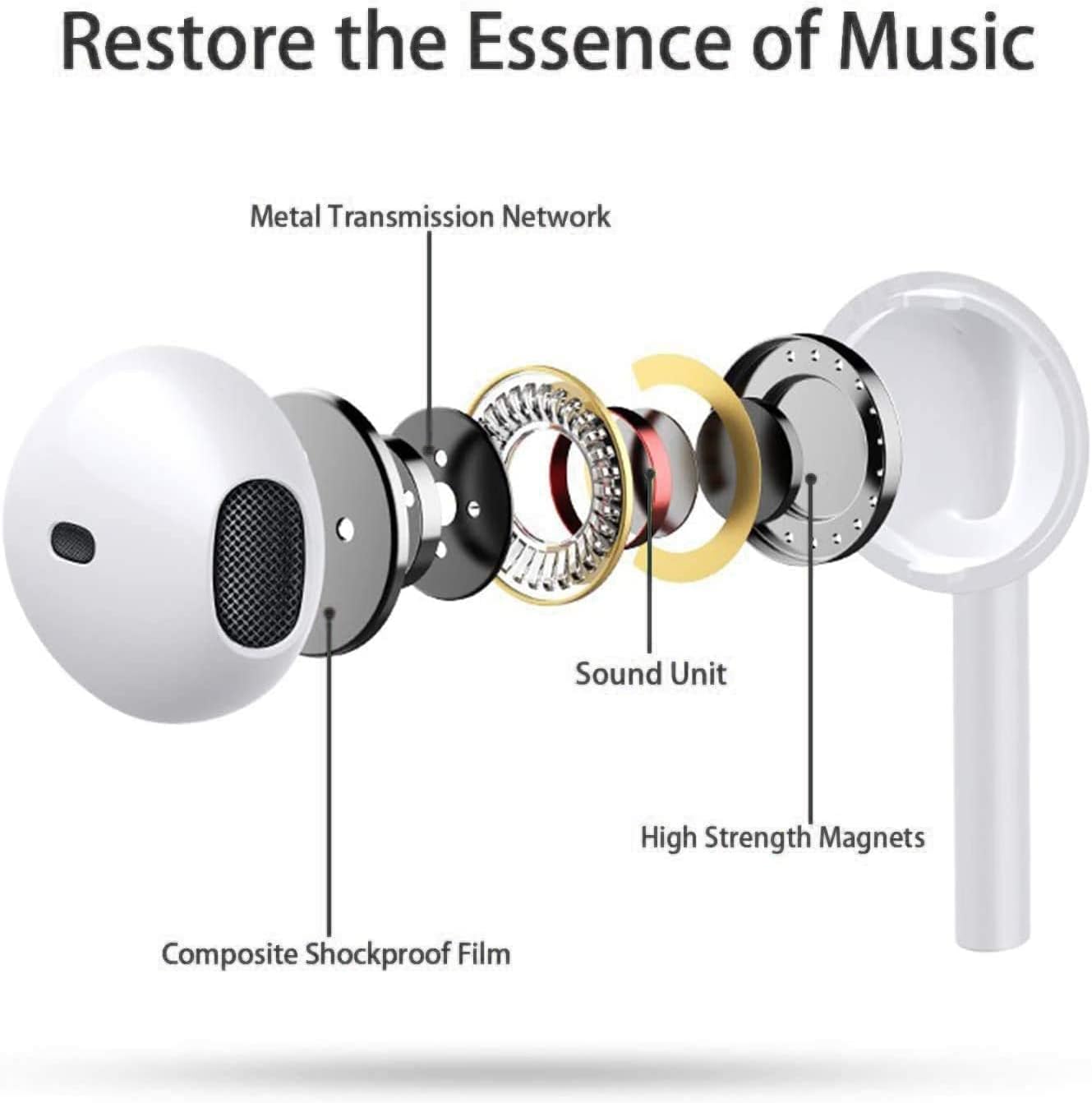 Thumbnail 2 de Junwolf 3.5mm Wired In-Ear Headphones with Microphone and Volume Control