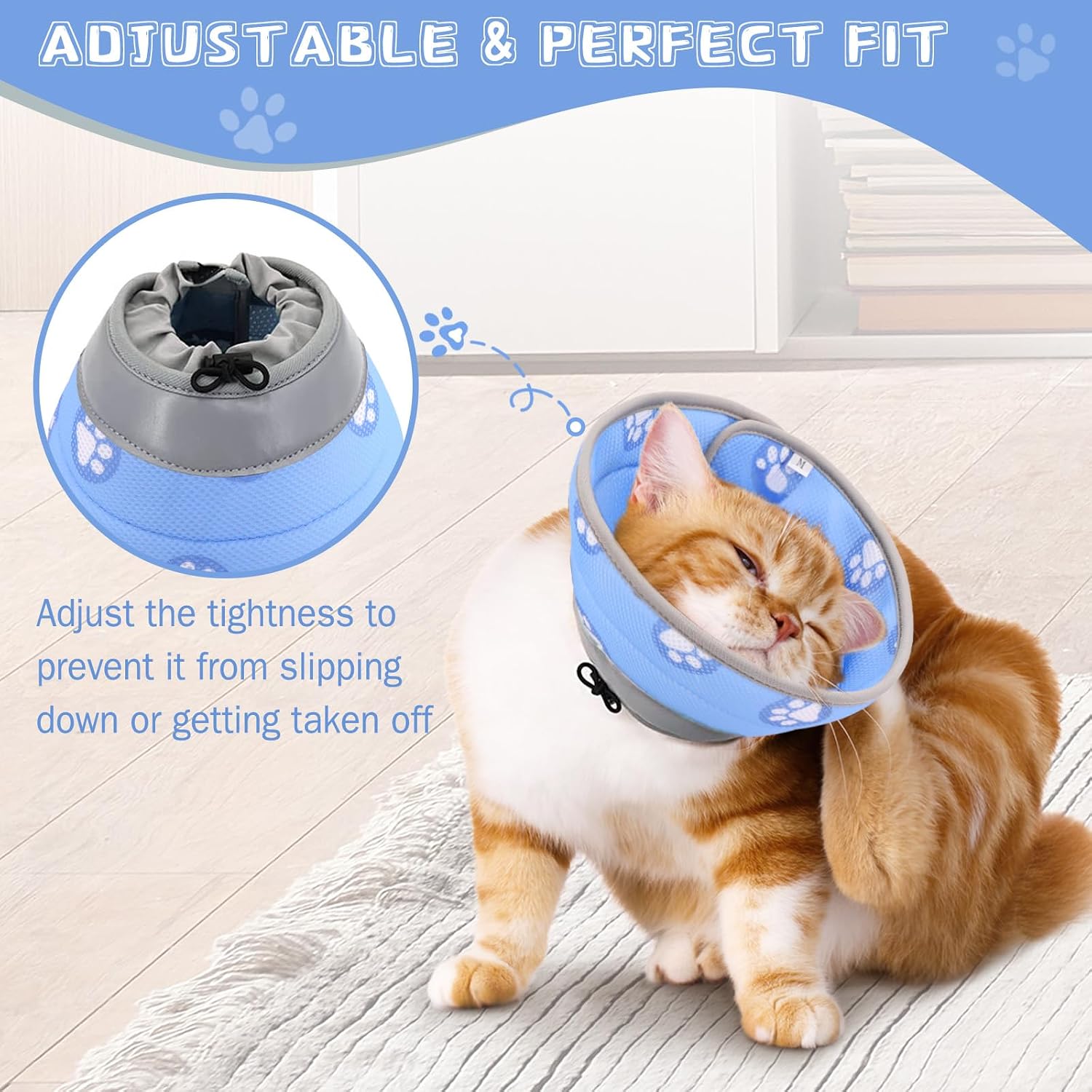 Detalle 1 de Toptakeit Soft Adjustable Cat Recovery Cone, Blue