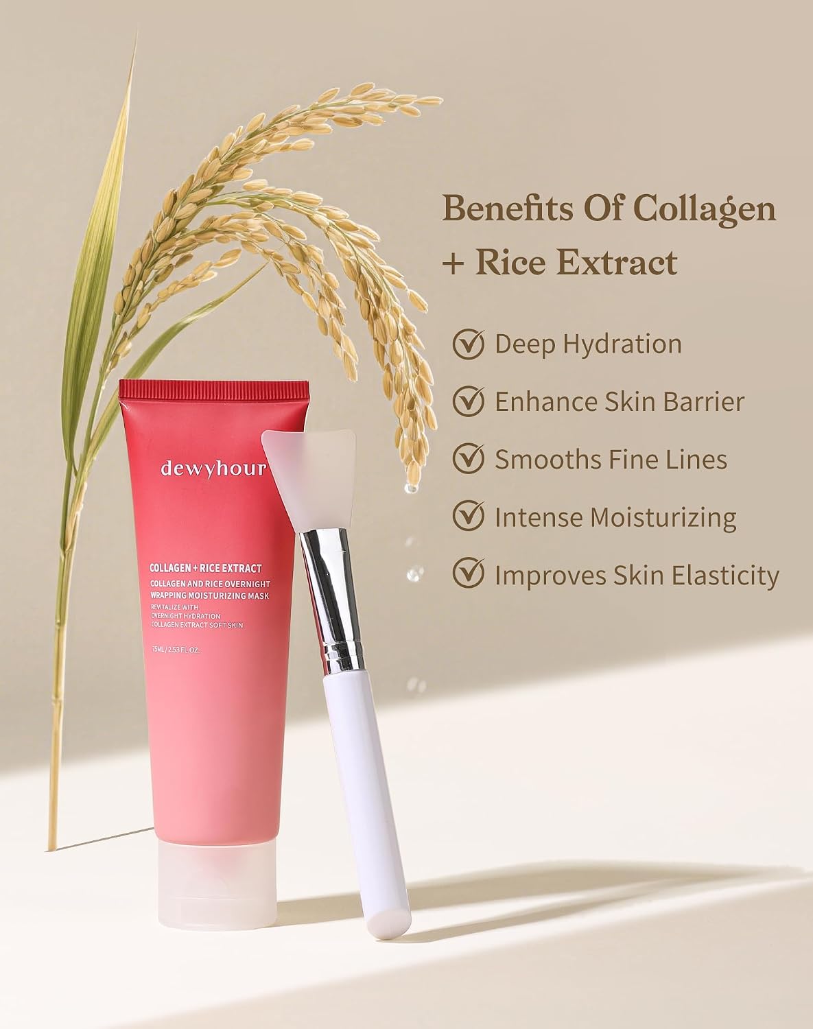 Detalle 2 de dewyhour Collagen Rice Overnight Face Mask, 75 ml Peel-Off Formula