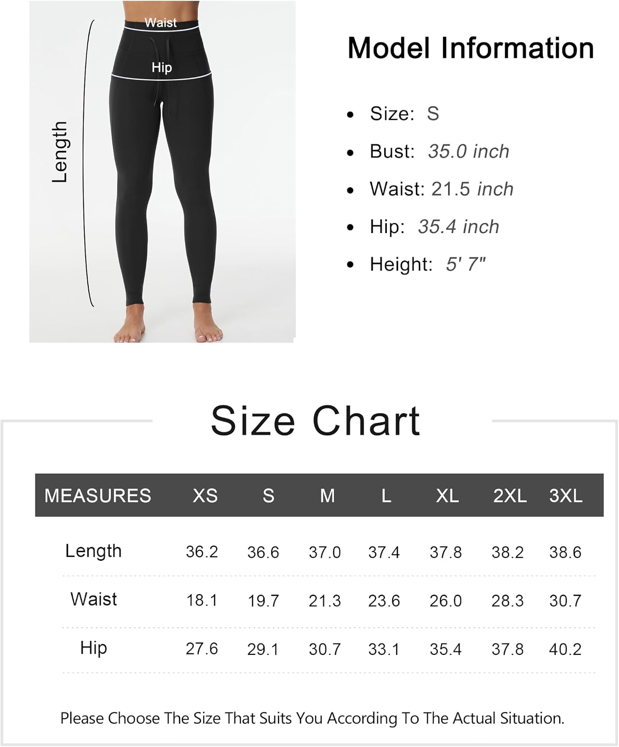 Thumbnail 6 de THE GYM PEOPLE High Waist Drawstring Gym Leggings with Two Side Pockets