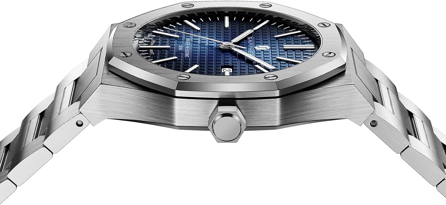 Detalle de SAPPHERO Orologi Uomo Ottagonale 10ATM impermeabile quarzo in acciaio inox
