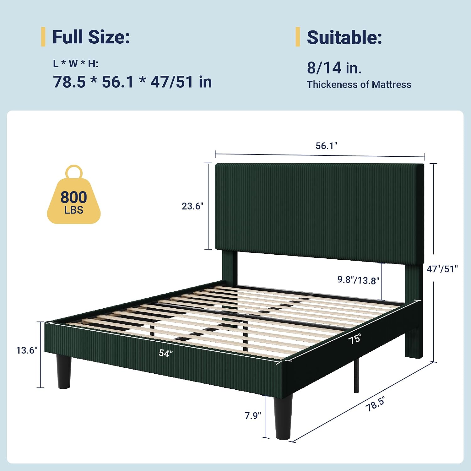Detalle 2 de Allewie Full Bed Frame, Corduroy