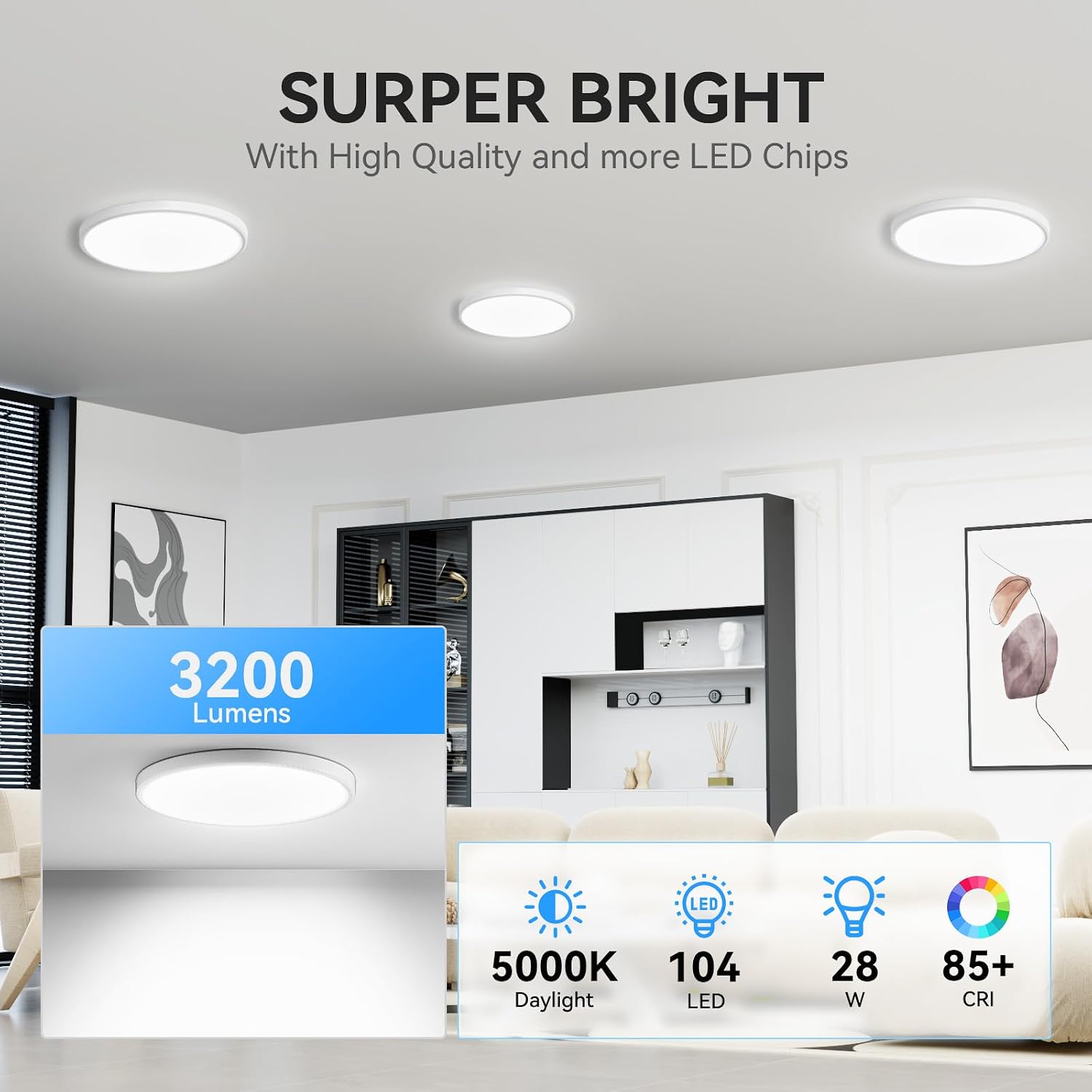 Detalle 2 de WKONCLDY 12-inch LED Ceiling Light