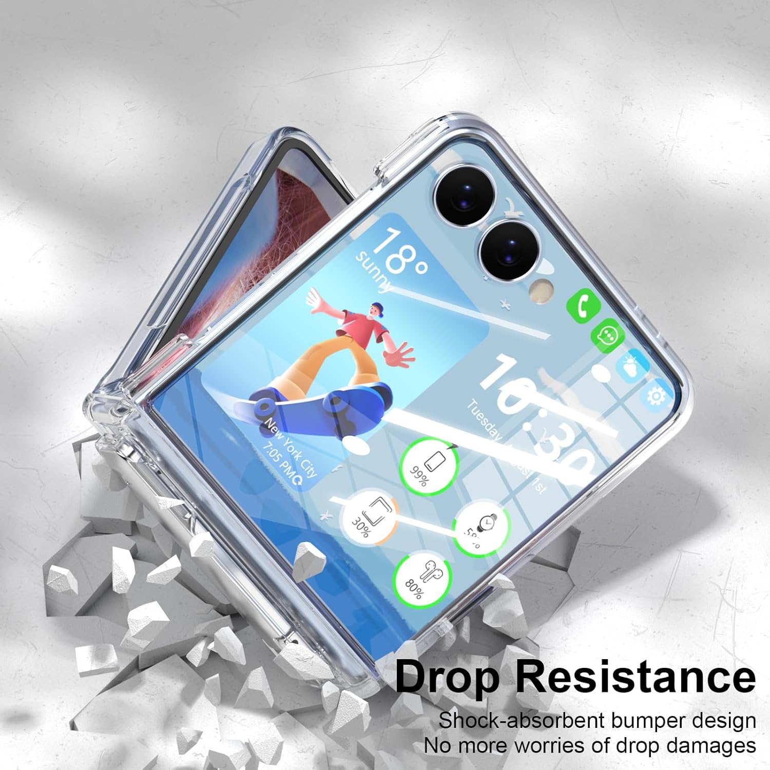 Thumbnail 4 de Designed for Samsung Galaxy Z Flip 7 Case with Hinge Protection & Foldable Kickstand (Built-in Screen Protector) – Clear