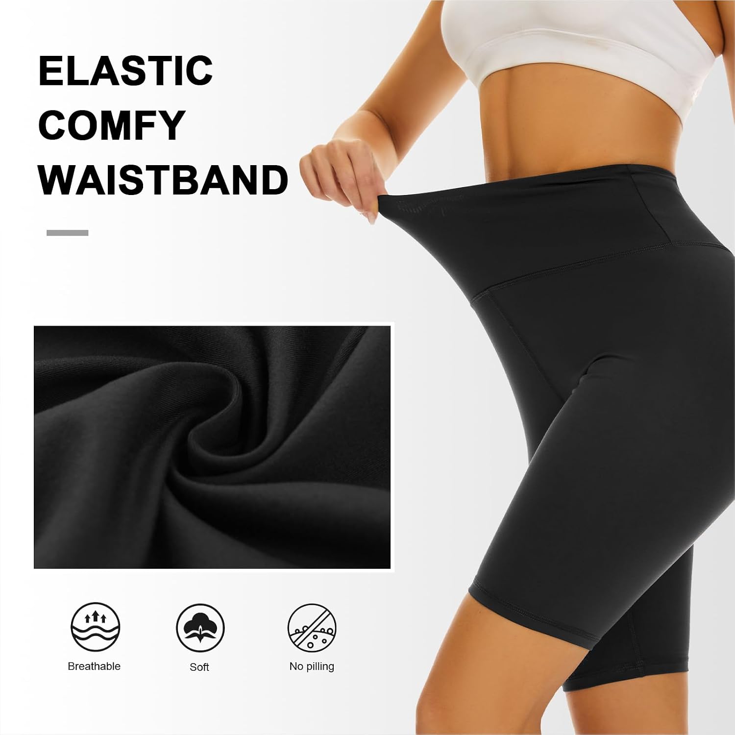 Detalle de SIMIYA High Waist Cycling Shorts for Women – Soft, Stretchy Yoga & Gym Shorts