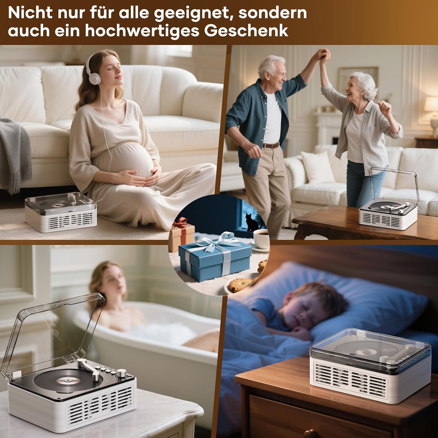 Thumbnail 6 de Tragbarer Bluetooth CD Player mit Fernbedienung (Timzeit) – Retro-CD-Spieler mit FM-Radio, USB/AUX und Kopfhörerausgang
