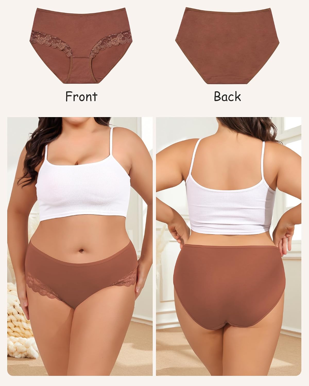 Detalle 2 de Culotte grande taille coton dentelle 6 lots