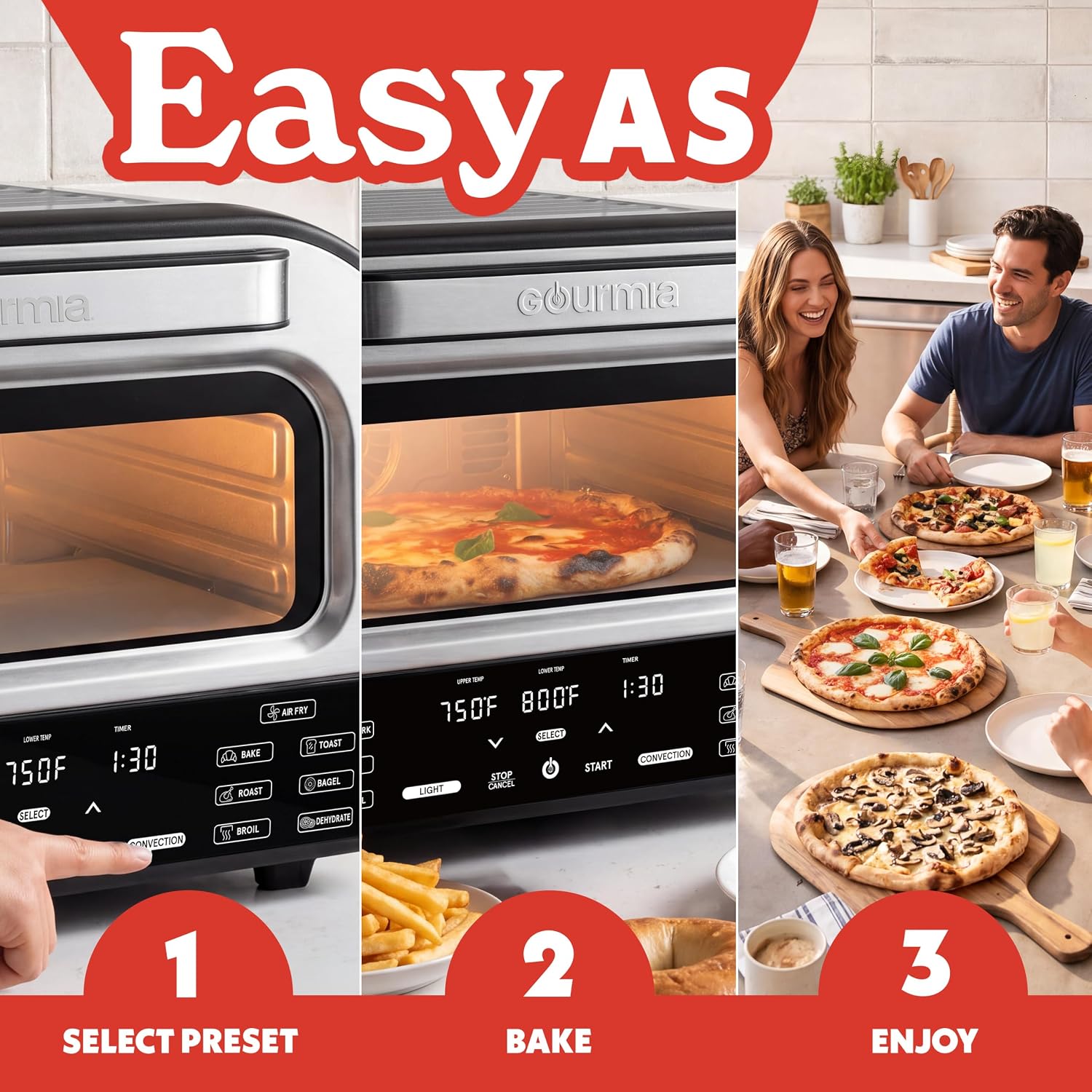 Thumbnail 6 de Gourmia Indoor Pizza Oven Air Fryer Toaster 1800W