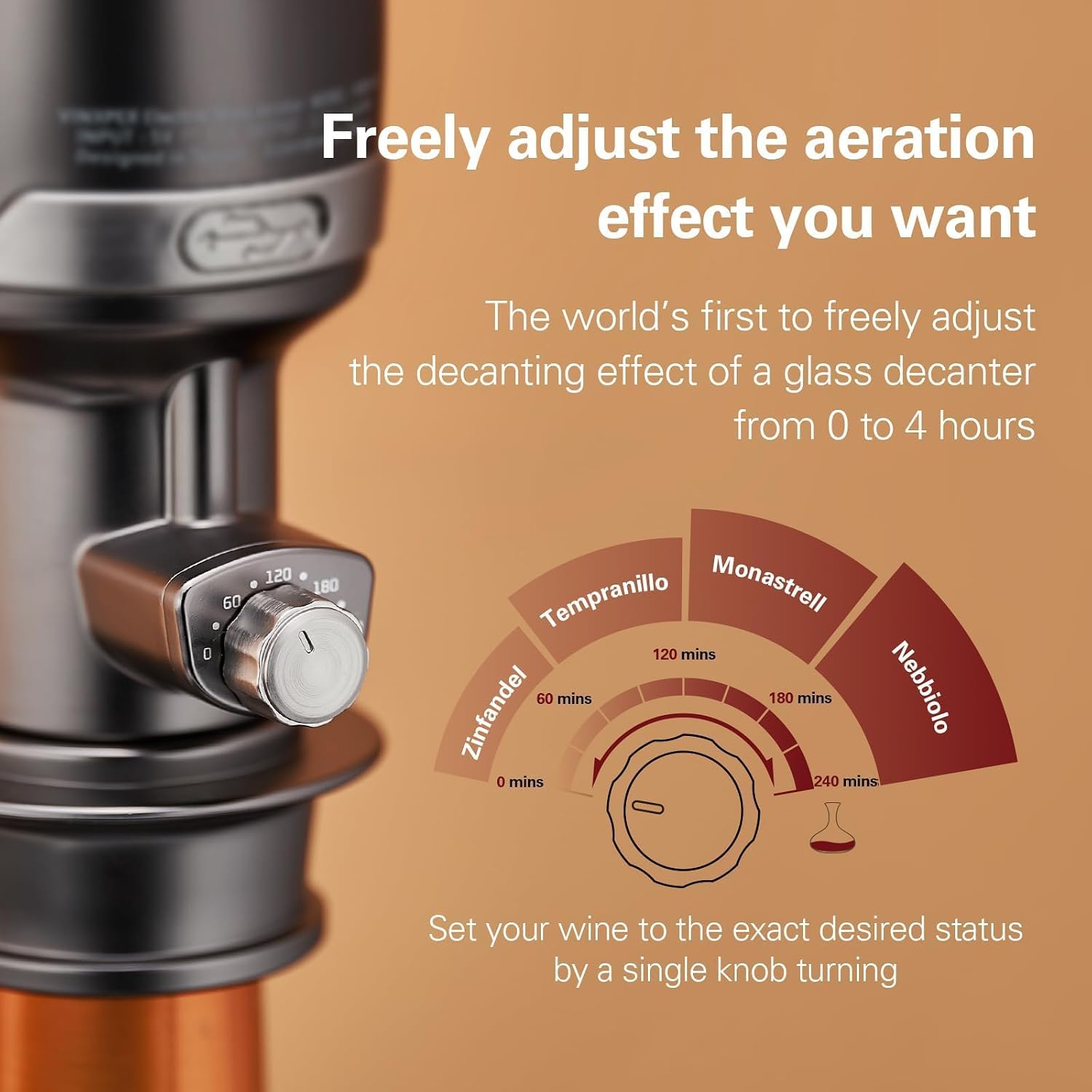 Thumbnail 1 de Vinxper VX8UG Electric Wine Aerator, Adjustable, Rechargeable, Gunmetal Gray