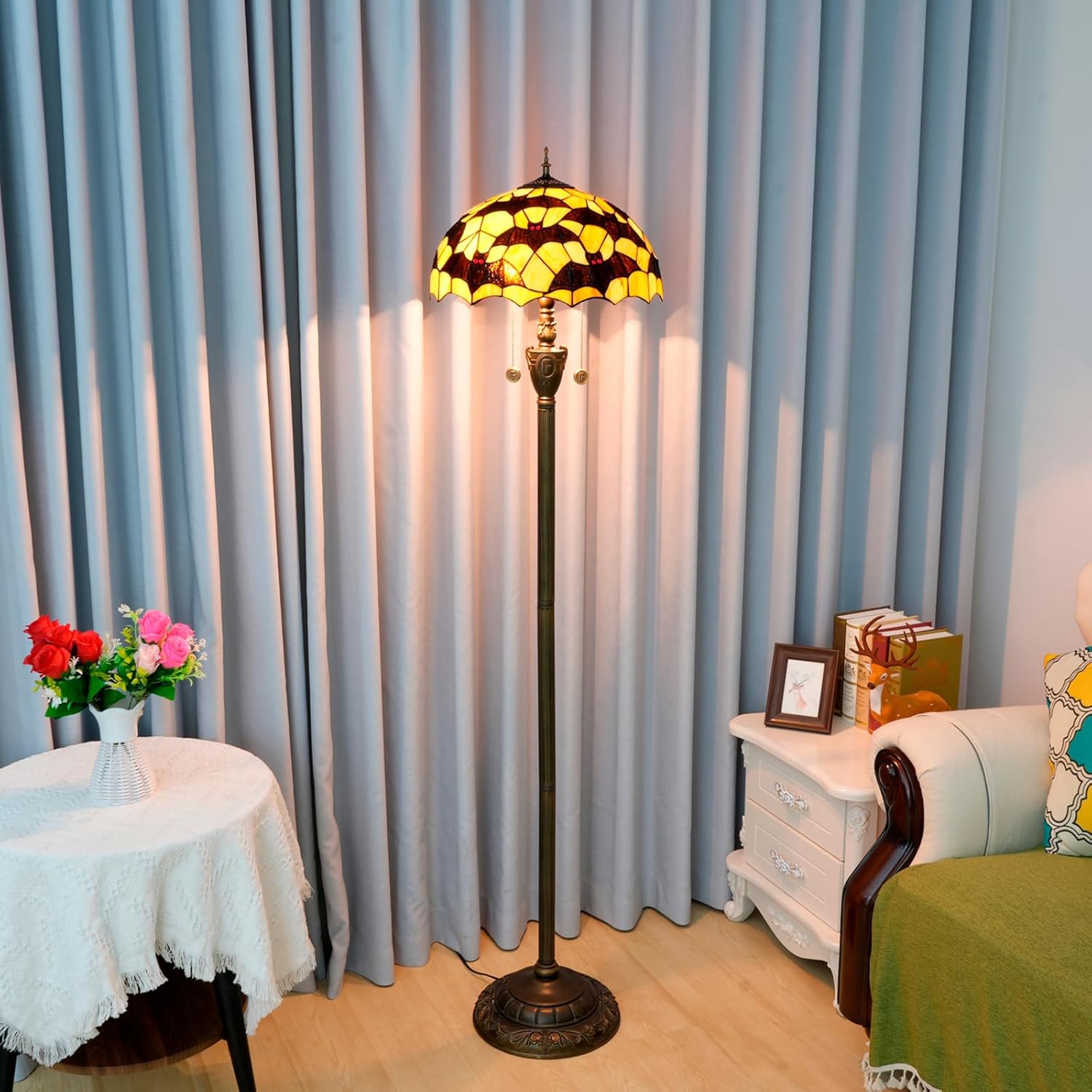 Thumbnail 6 de NUODITOS Tiffany Black Bats Floor Lamp — Vintage Stained Glass, Bright Yet Gentle Illumination