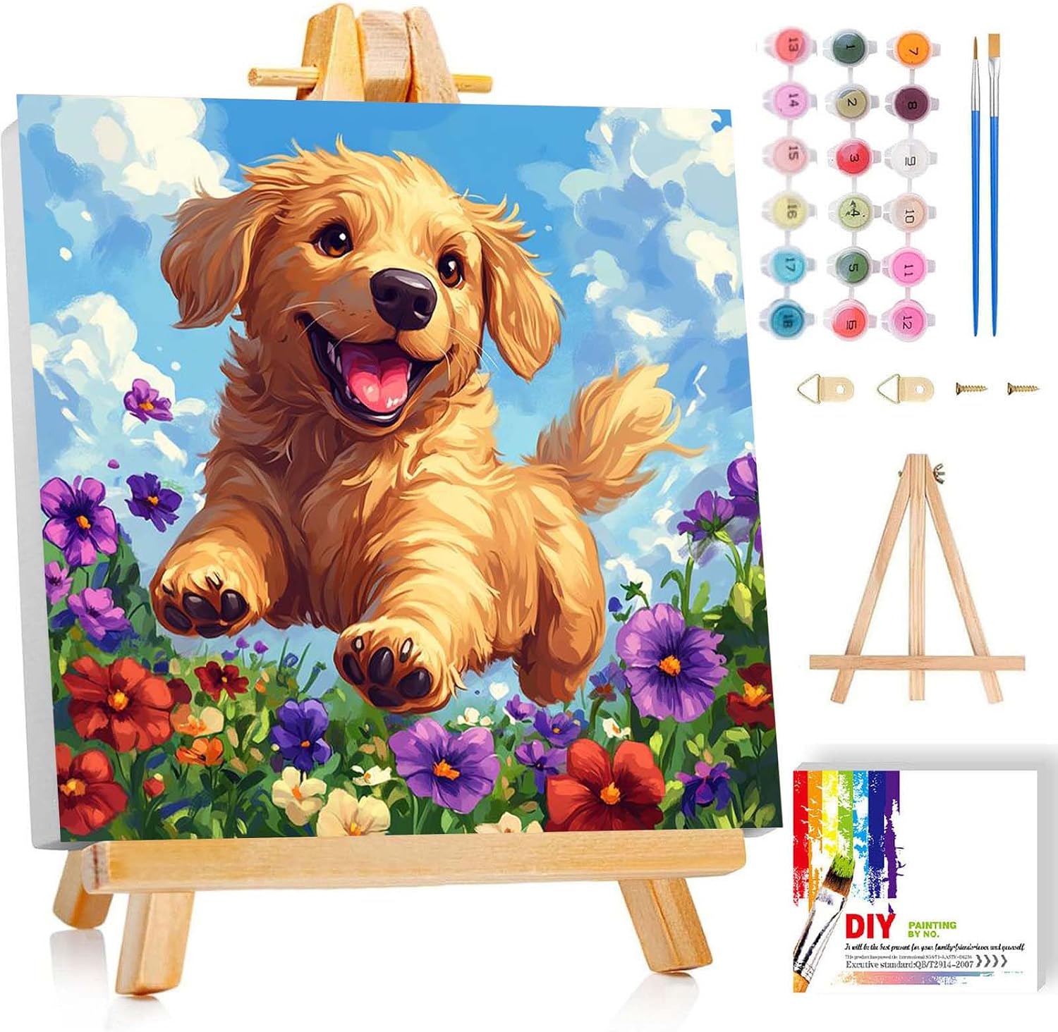Detalle de luckyarina Malen Nach Zahlen Hund 20x20 cm