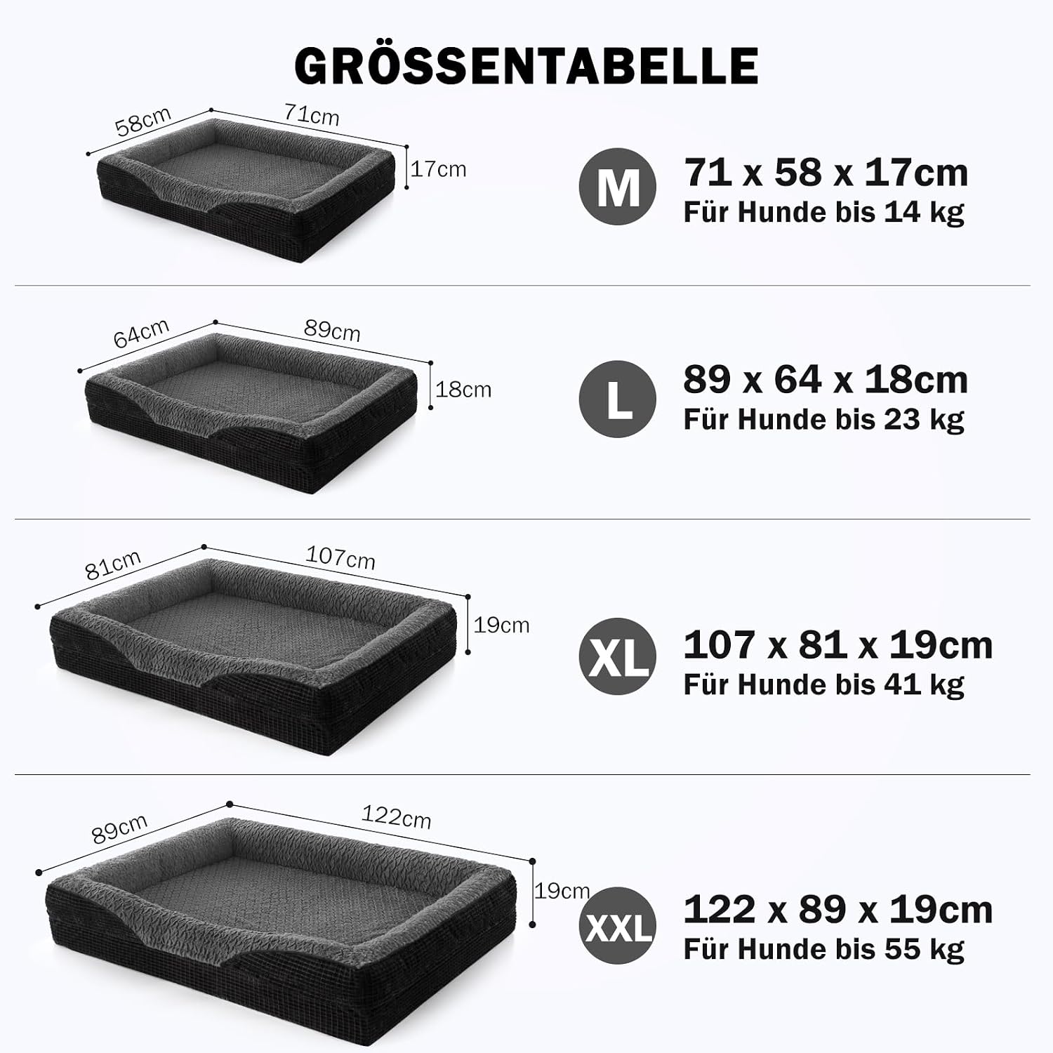 Thumbnail 6 de FURTIME Orthopädisches Hundebett XL 107×81×19cm