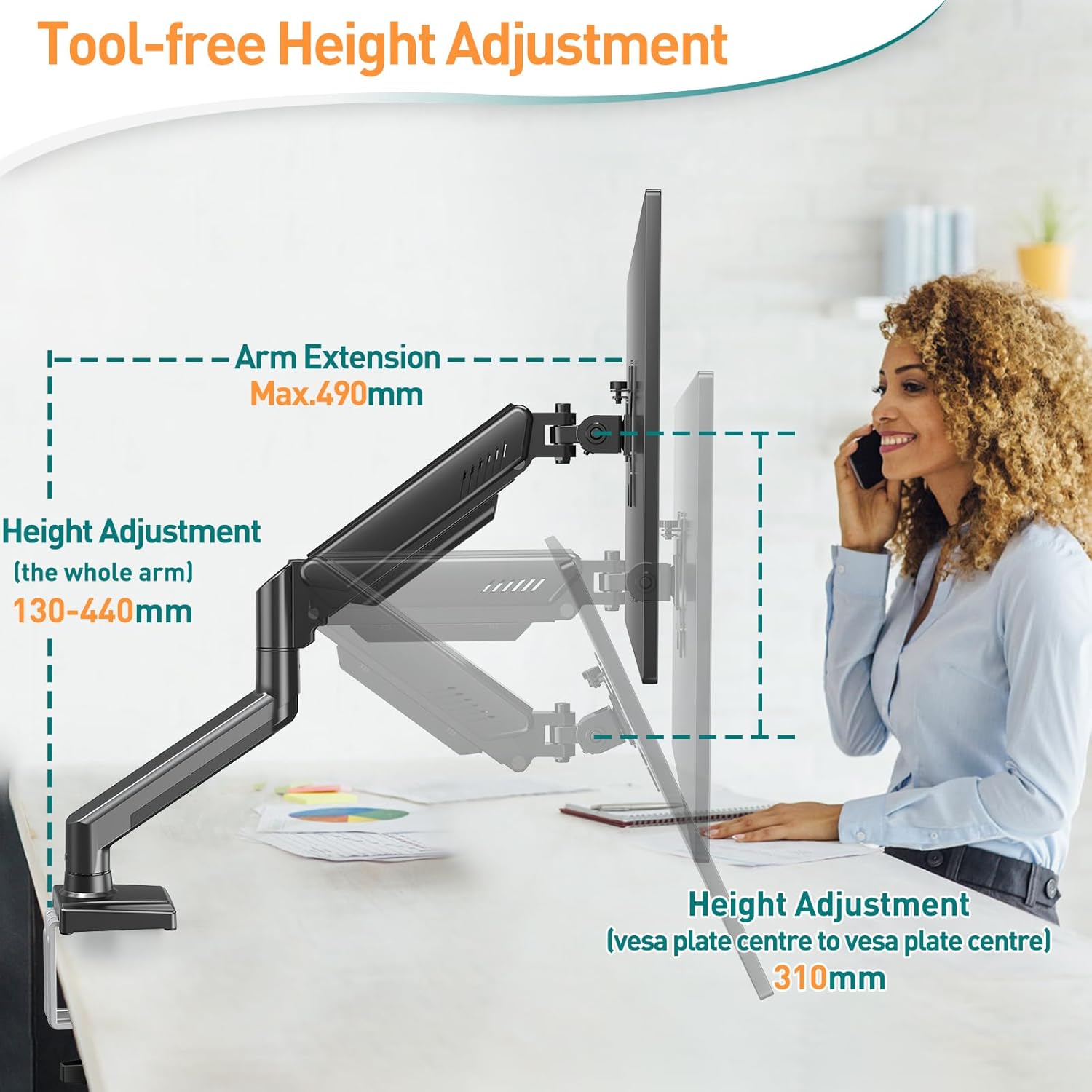 Thumbnail 4 de ELIVED Single Monitor Arm (EV004) for 13–32 inch Monitors with VESA 75x75/100x100 up to 10kg