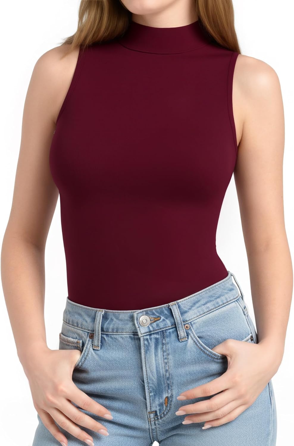 Detalle de ALGALAROUND Women’s Turtle Neck Sleeveless Bodysuit