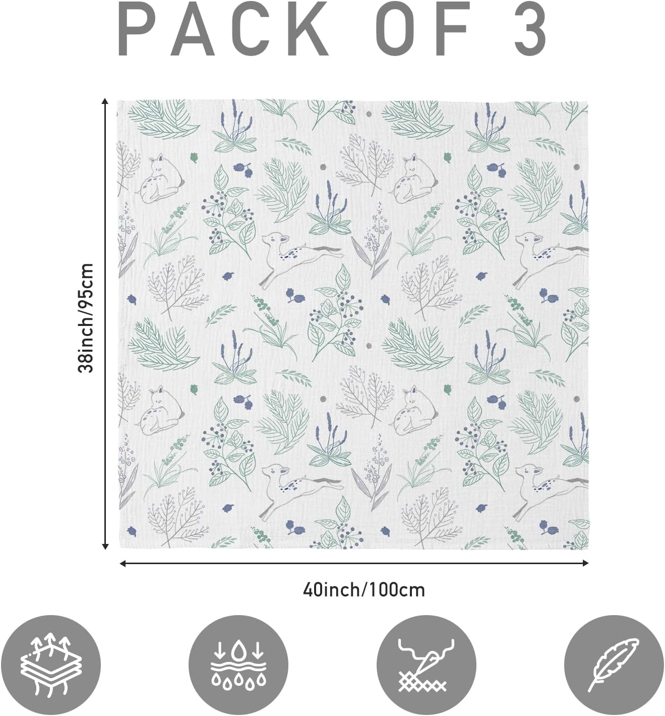 Thumbnail 1 de Soarwg Kids Musselin Pucktücher 3er-Set (95 x 100 cm) für Neugeborene