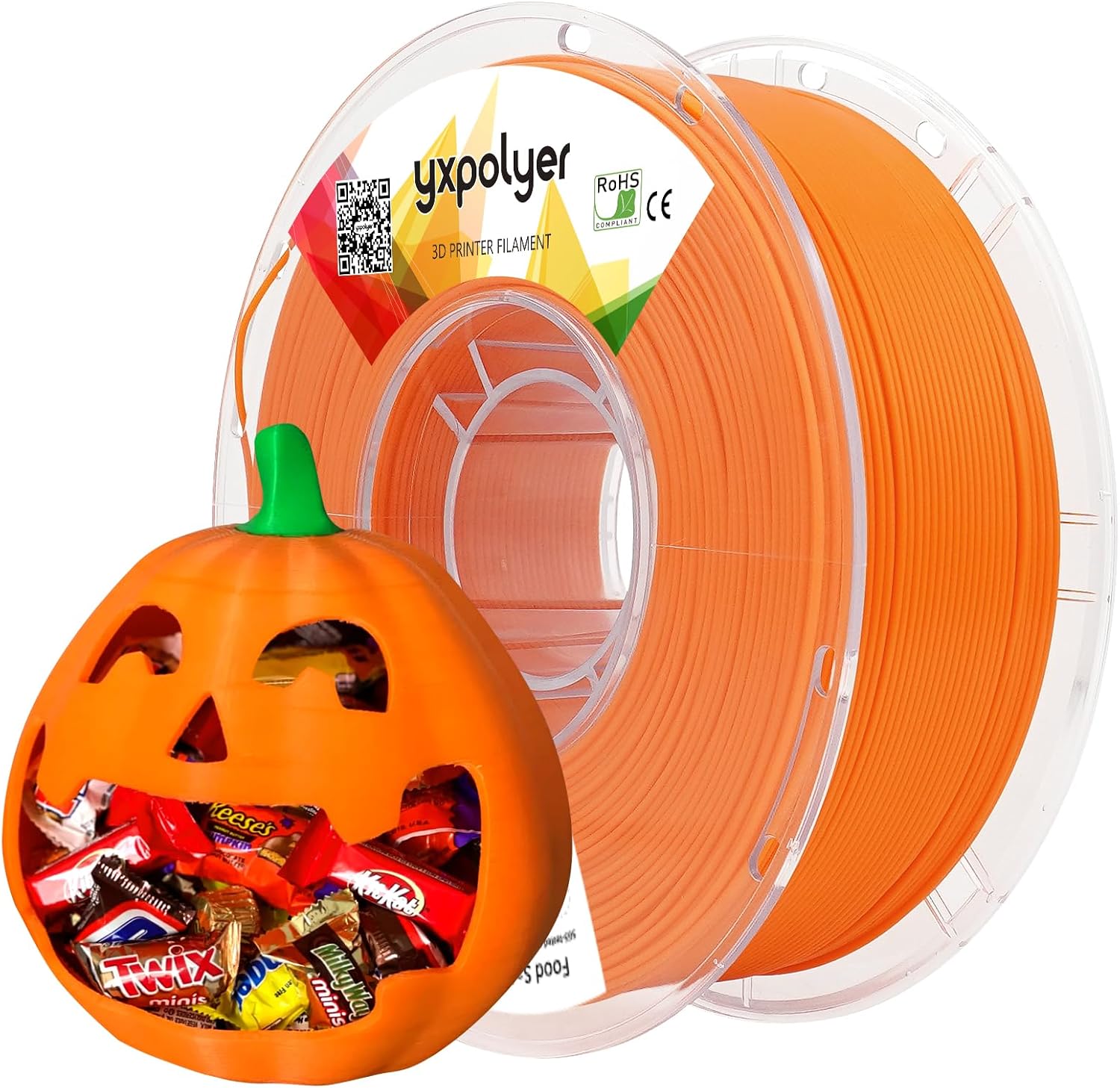 Detalle de YXPOLYER PLA+ Orange 1.75 mm 3D Printer Filament, 1 kg, PC Spool