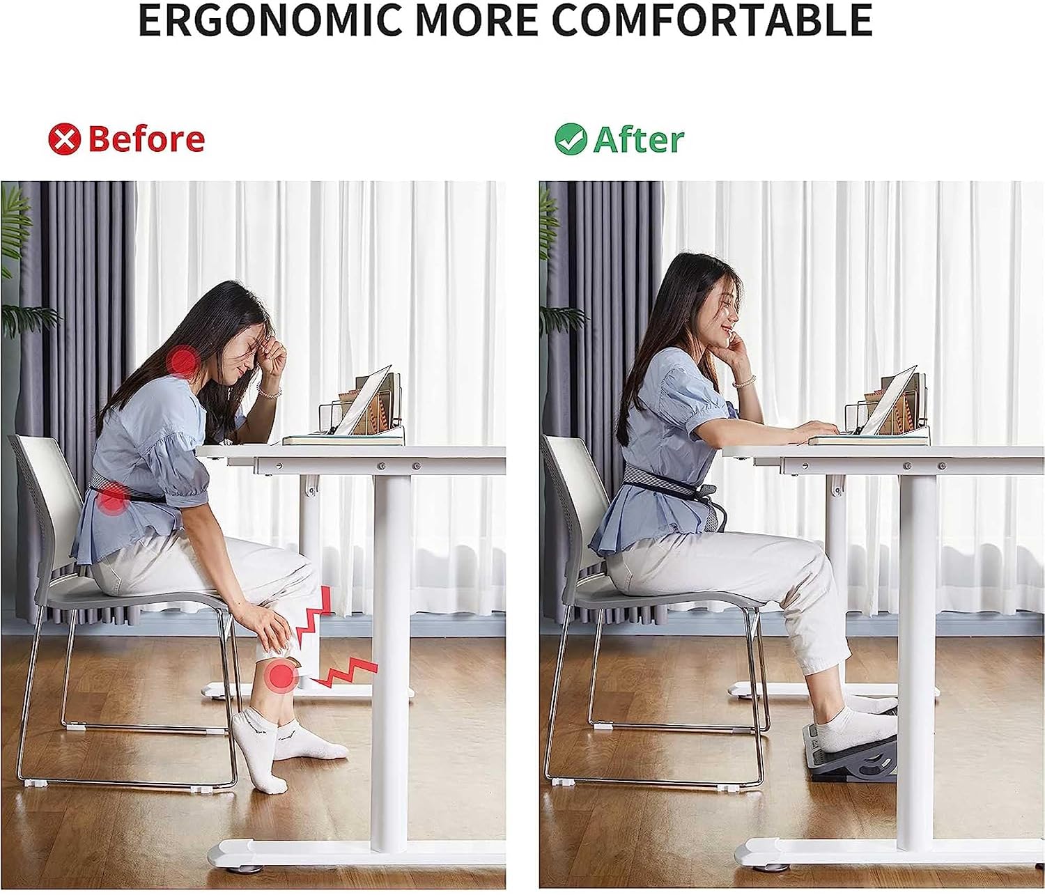 Thumbnail 6 de EUREKA ERGONOMIC adjustable under-desk foot rest with massage surface (black & grey)