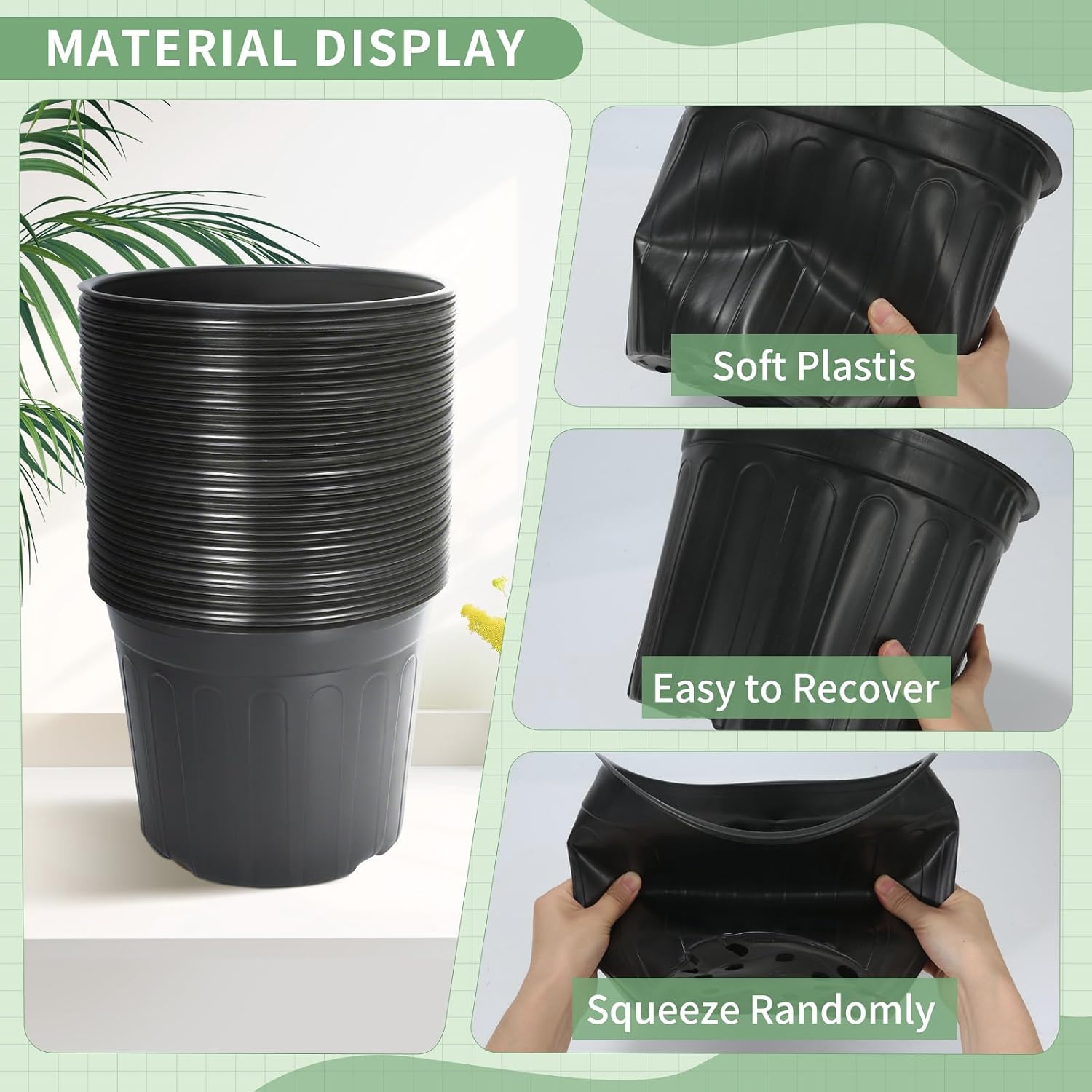Detalle de SLMKHHU 3-Gallon Nursery Pots, 40-Pack, 10.4-Inch with Drainage Holes
