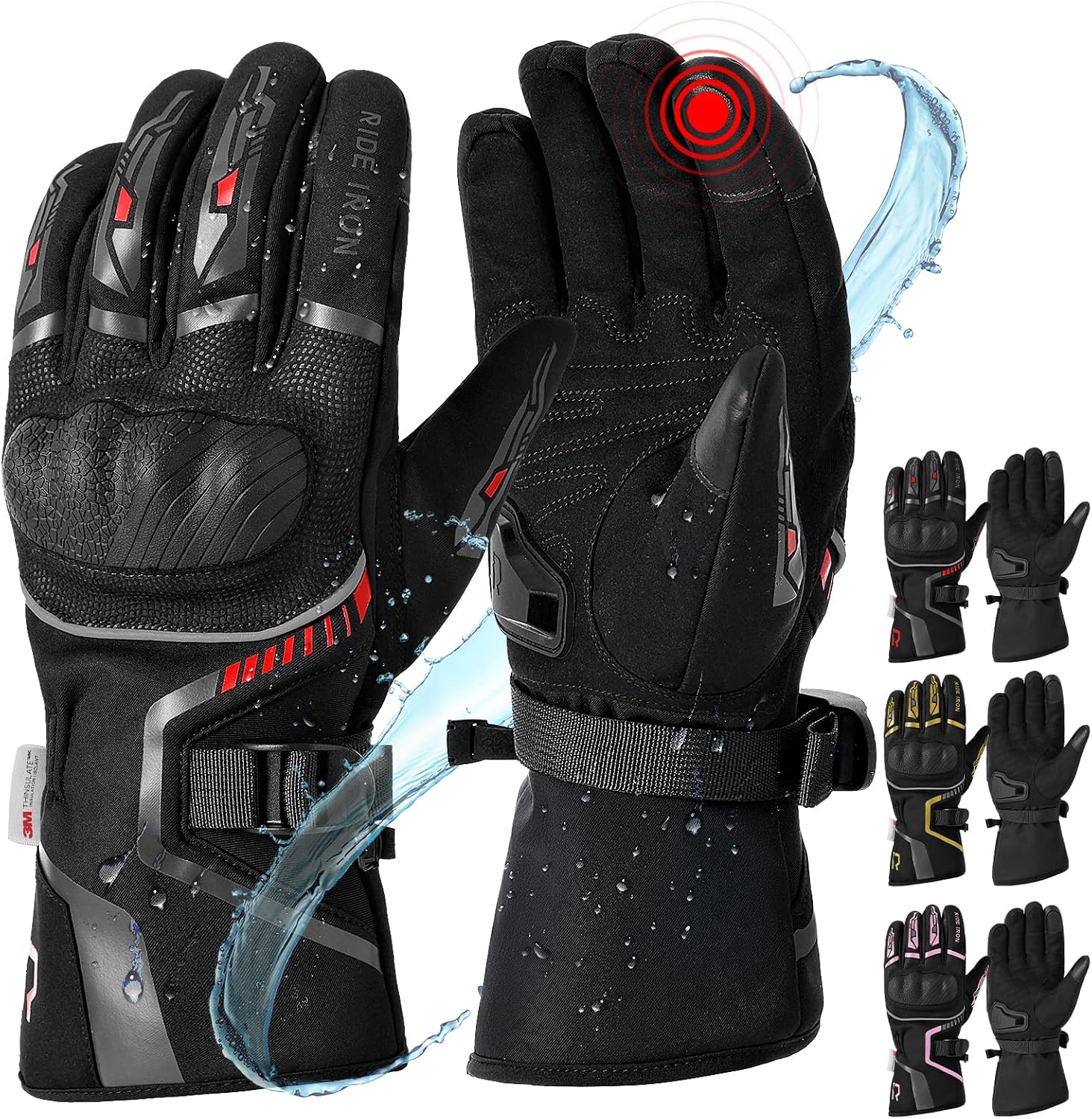 Detalle de RIDEIRON Guantes Moto Invierno táctiles