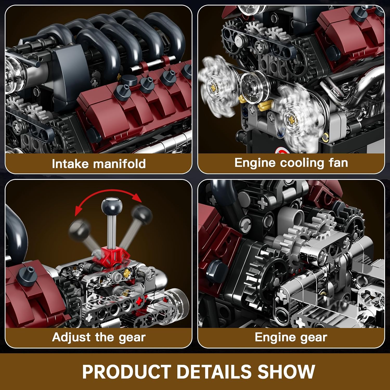 Detalle 2 de V8 Motor Bausatz 10227 von Mould King